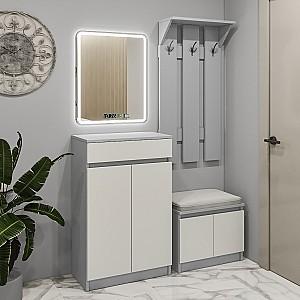 Antreu PS AY-59 + OBY-70 + Oglinda 70 LED Gri / Gri Deschis