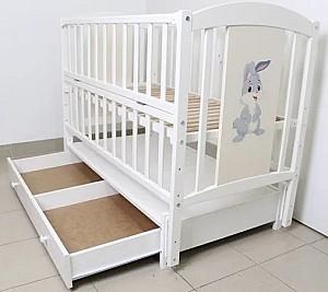 Patut copii Kuzea Iepuraș Alb pe balansoar cu sertar