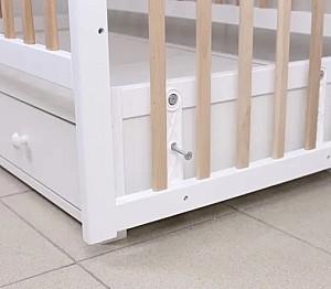 Patut copii Kuzea Sofia Alb Natur pe balansoar cu sertar