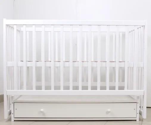 Patut copii Kuzea Sofia Alb cu sertar pe balansoar