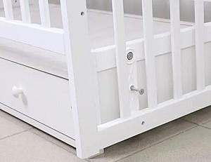 Patut copii Kuzea Sofia Alb cu sertar pe balansoar