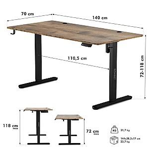 Masa gaming SENSE7 Nojo 140x70 Black Oak