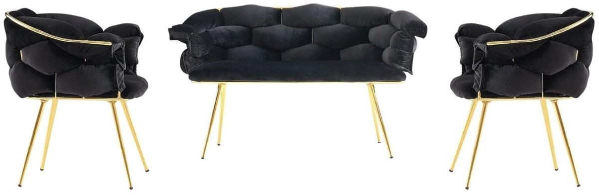 Set canapea si fotolii Trendy Balon 2111 Negru/Auriu