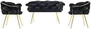 Set canapea si fotolii Trendy Balon 2111 Negru/Auriu