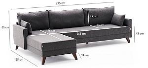 Canapea coltar Trendy Bella Stanga Antracit (Gri)