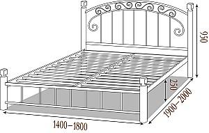 Pat Metall-Design Afina 160x190 Negru/Mar