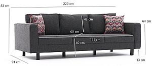 Canapea Trendy Kale 3 Antracit (Gri)