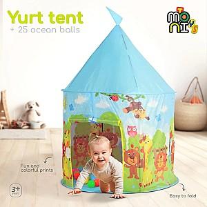 Cort pentru copii Moni Yurt cu 25 bile Blue