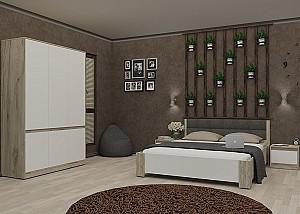 Pat Yasen Venera 1.6 m Grafit/Stejar Kraft Alb + Saltea Salt Confort Clasic 160x200