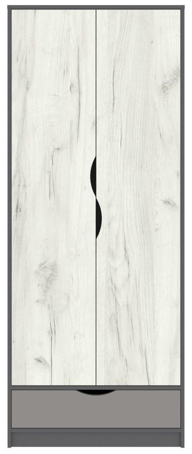 Dulap Yasen Disney 2D Gri Grafit / Stejar Kraft Alb / Cashmir (Gri)