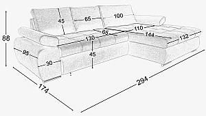 Canapea coltar GABI INFERNO Kronos 15 (Gri Deschis)