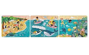 3D Puzzle Hape 3 în 1 „Prietenii Oceanului” (E1645)