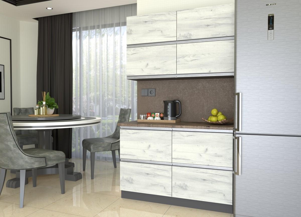 Set mobila bucatarie Yasen Madera 1.2 m (sertare) Stejar Kraft Alb