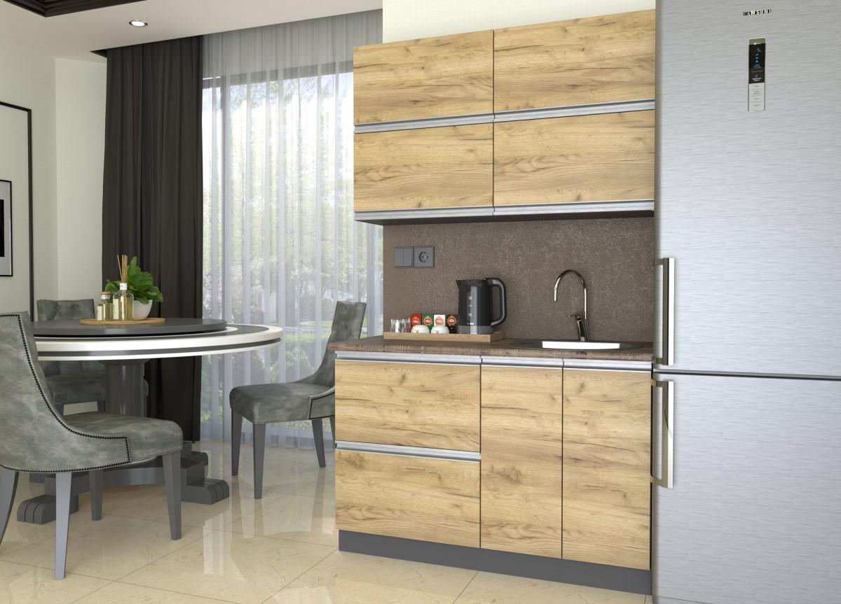 Set mobila bucatarie Yasen Madera 1.2 m (dulap sub chiuvetă) Stejar Kraft Auriu