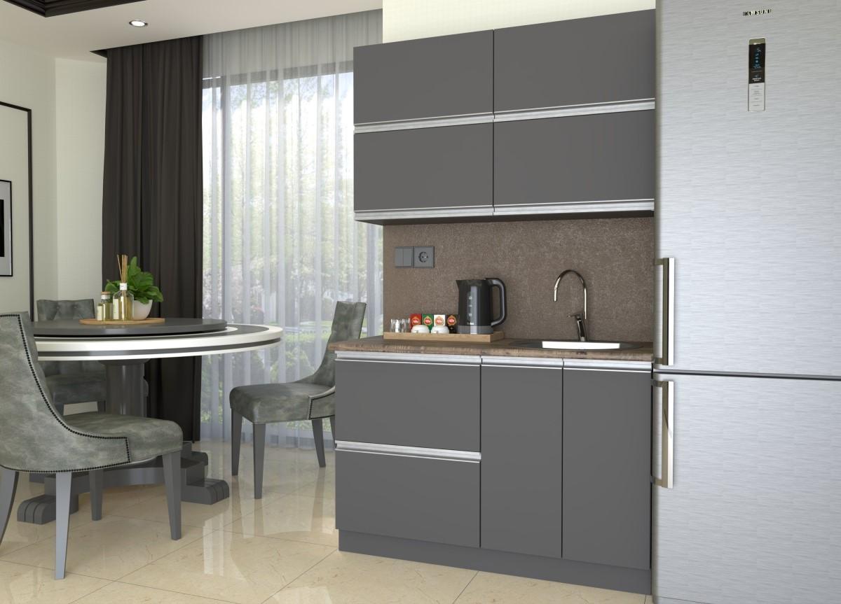 Set mobila bucatarie Yasen Madera 1.2 m (dulap sub chiuvetă) Grafit Gri