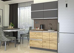 Set mobila bucatarie Yasen Madera 1.2 m (dulap sub chiuvetă) Grafit Gri / Stejar Kraft Auriu
