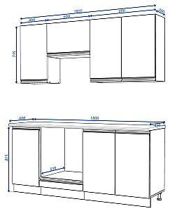 Set mobila bucatarie Yasen Madera 1.8 m Grafit Gri / Stejar Kraft Alb