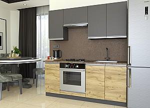 Set mobila bucatarie Yasen Madera 1.8 m Grafit Gri / Stejar Kraft Auriu