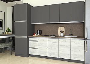 Set mobila bucatarie Yasen Madera 2.6 m Grafit Gri / Stejar Kraft Alb