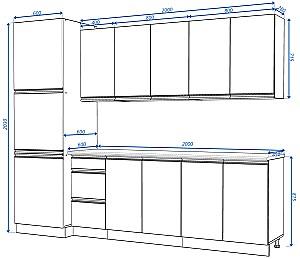 Set mobila bucatarie Yasen Madera 2.6 m Stejar Kraft Alb / Stejar Kraft Auriu
