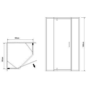 Cabina de dus Stream Alameda 900x900x2000 Negru Mat