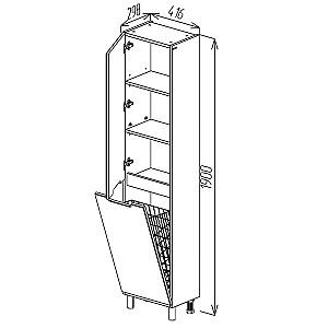 Dulap penal Bayro Etna cu coș 416x1900 Stâng Alb Mat