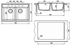 Chiuveta de bucatarie Dr. Gans Astra 780х510х217 Brun/Terracota