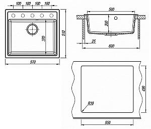 Chiuveta de bucatarie Dr. Gans Nica 570х510х217 Alba