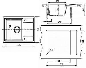 Chiuveta de bucatarie Dr. Gans Nica 580х470х217 Bej/Latte