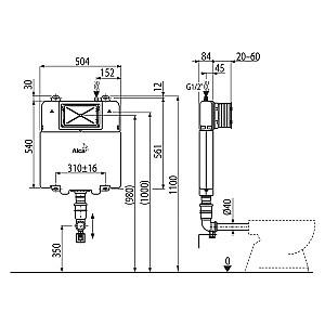 Rezervor WC Alcaplast ascunsa Basicmodul Slim AM1112 (88590)