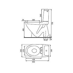Vas WC Cersanit Eko 2000 3/6L (alim.inf., duroplast)