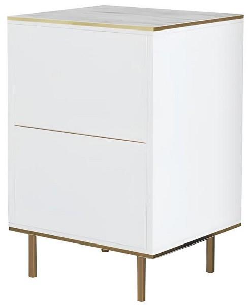 Noptiera Trendy Imaj Marmura alba/Auriu