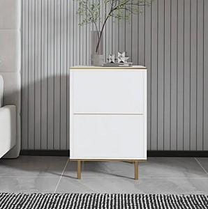 Noptiera Trendy Imaj Marmura alba/Auriu