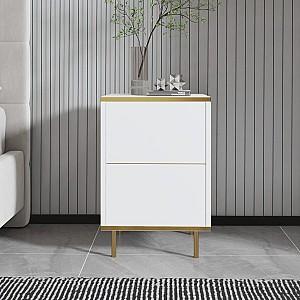 Noptiera Trendy Imaj Alb/Auriu