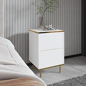 Noptiera Trendy Imaj Alb/Auriu