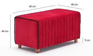 Bancheta si fotoliu puf Trendy Mabel Rosu