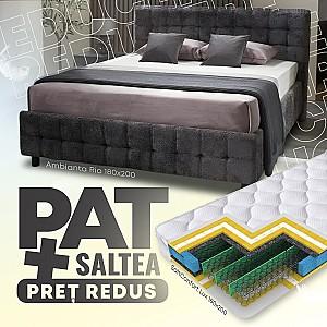 Pat Ambianta Rio 1.8 m Gri Închis + Saltea Salt Confort Lux 180x200