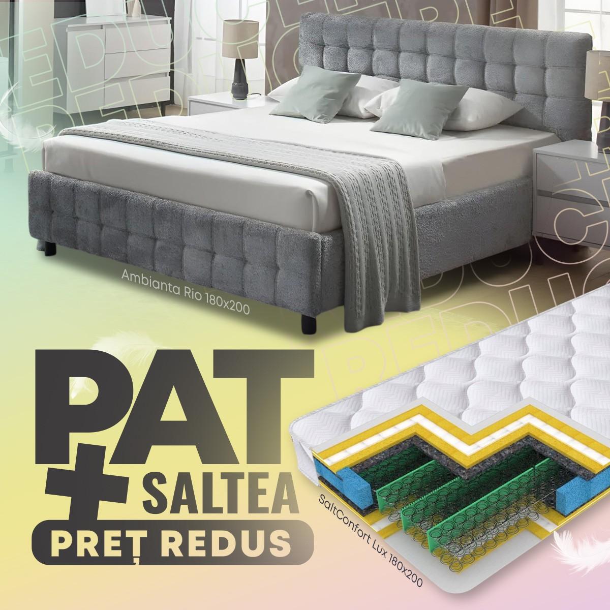 Pat Ambianta Rio 1.8 m Verde Deschis + Saltea Salt Confort Lux 180x200