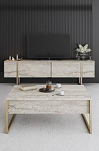 Tumba pentru televizor Trendy Luxe Travertin/Auriu