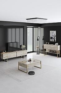 Tumba pentru televizor Trendy Luxe Travertin/Auriu