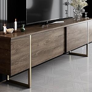 Tumba pentru televizor Trendy Luxe Nuc (Maro)/Auriu