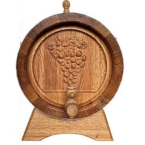 Butoi din lemn Carpat Stejat Carpatic, 10l (3D design de viță de vie)