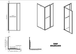 Cabina de dus VLM GRSF 90x90x200 BRUSHED GOLD