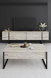 Tumba pentru televizor Trendy Luxe Travertin/Negru
