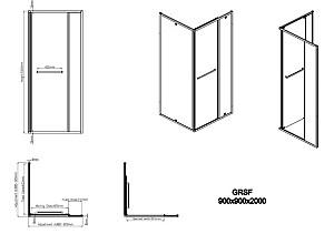 Cabina de dus VLM GRSF 90x90x200 MATTE BLACK