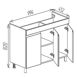 Dulap sub lavoar Bayro Studio Duo Argo 1000 Alb Mat