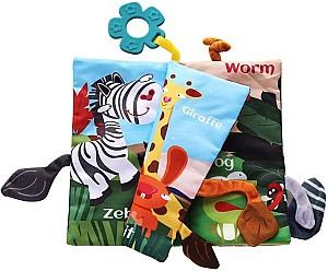 Carte educationala Kikka Boo Cloth book with teether Wild Animal