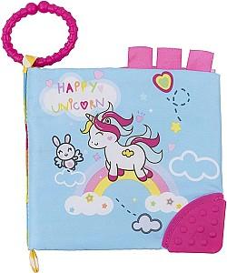 Carte educationala Kikka Boo Cloth book with teether Happy Unicorn