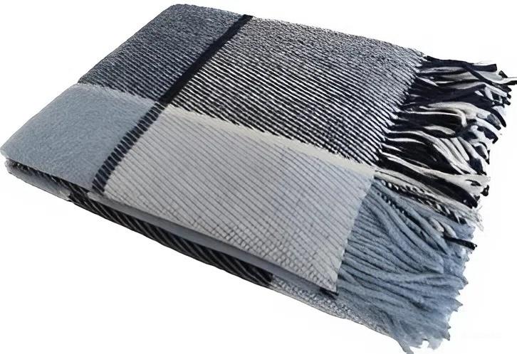 Pled Vladi Elf 140x200 (Lână 70%, Poliester 30%) Albastru / Gri