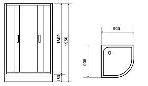 Cabina de dus VLM BS1001/90C Clear 90x90 H195